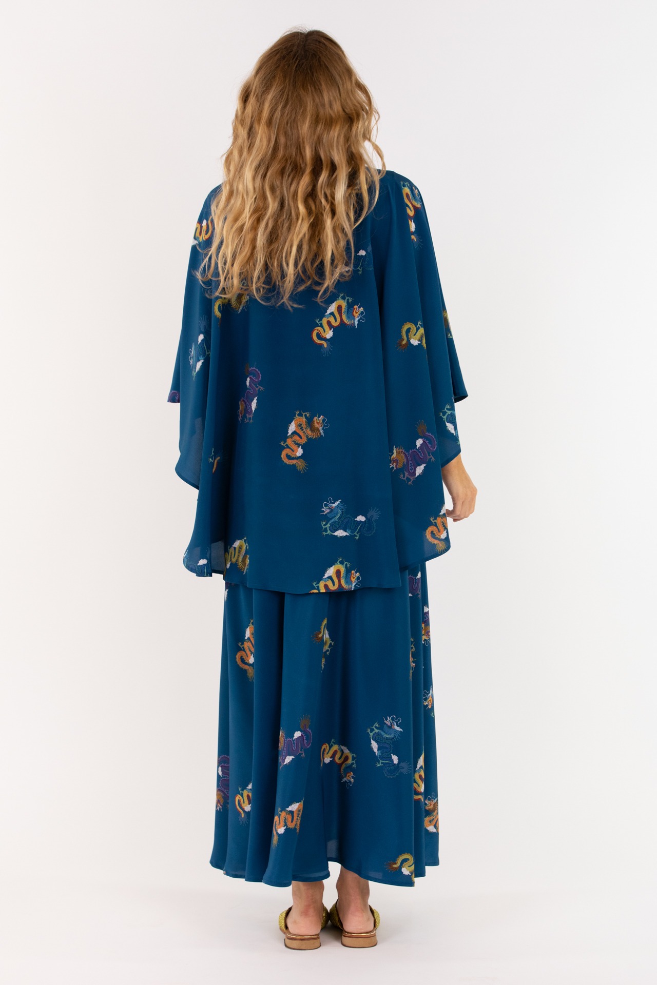 Abito Tradizionale In Tessuto Broccato Cinese Con Drago Ricamato In Raso Di Seta Orientale (nero - Foto 7